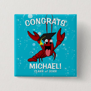 Graduation Crawfish Boil Lobster Party Favour 15 Cm Square Badge