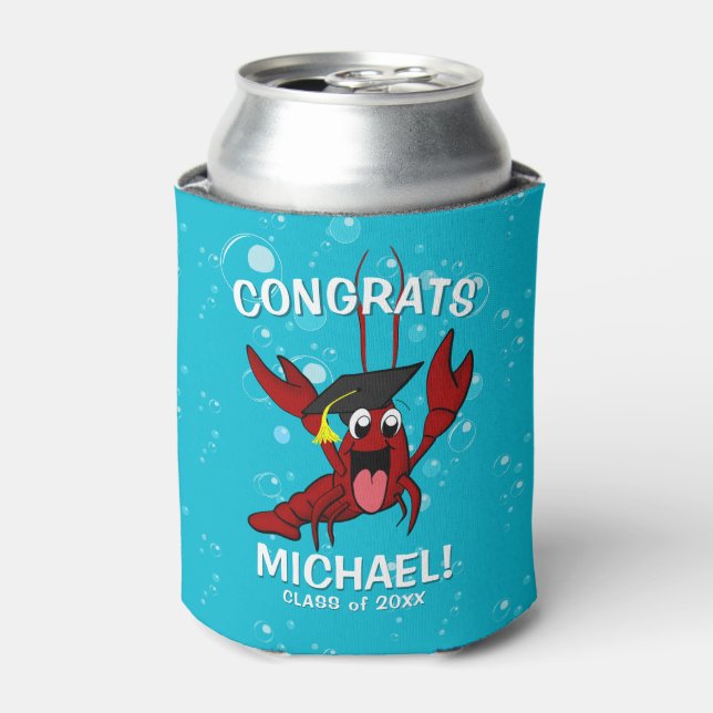 Graduation Crawfish Boil Lobster Seafood Party Can Cooler (Can Front)