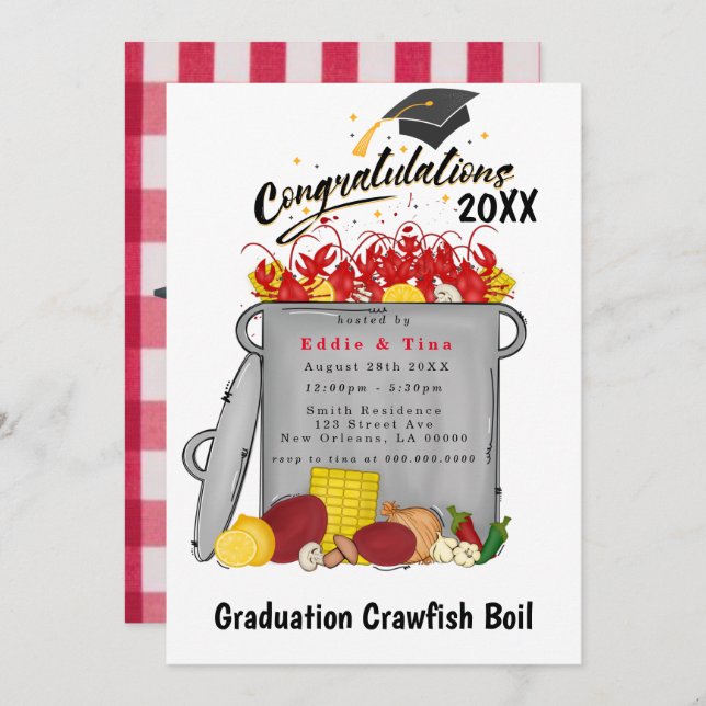 Graduation Crawfish Boil Party Invitation (Front/Back)