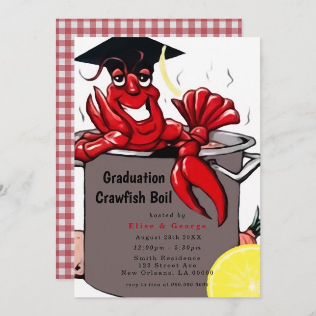 Graduation Crawfish Boil Party Invitation (Front/Back)
