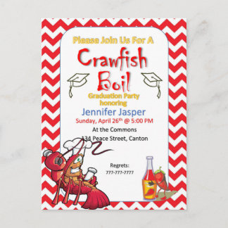 Graduation Crawfish Boil Party Invitation Postcard