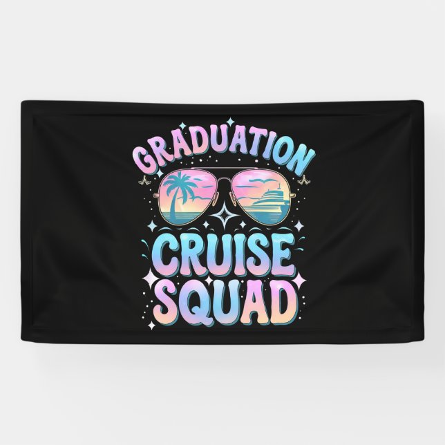 Graduation Cruise Squad Cruising Ship Retro Banner (Horizontal)