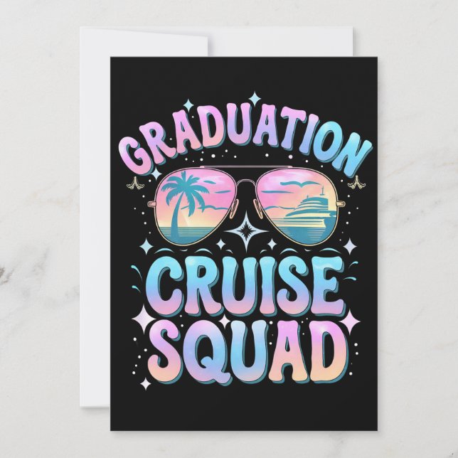 Graduation Cruise Squad Cruising Ship Retro Invitation (Front)