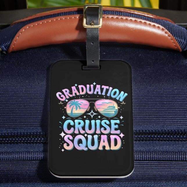 Graduation Cruise Squad Cruising Ship Retro Luggage Tag (Front Insitu 2)