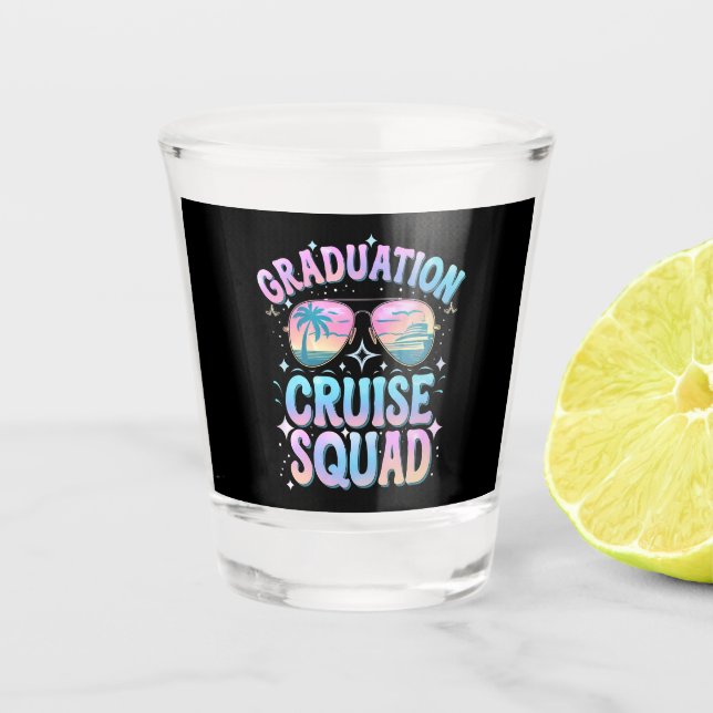 Graduation Cruise Squad Cruising Ship Retro Shot Glass (Front)