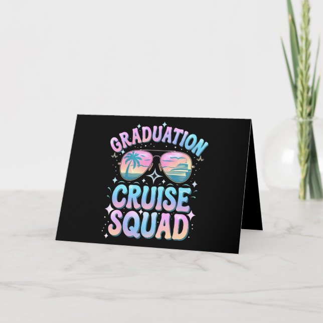 Graduation Cruise Squad Cruising Ship Retro Thank You Card (Front)