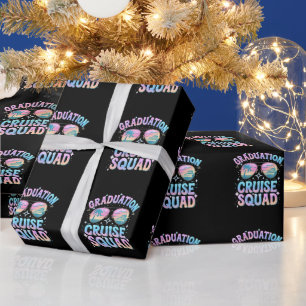 Graduation Cruise Squad Cruising Ship Retro Wrapping Paper