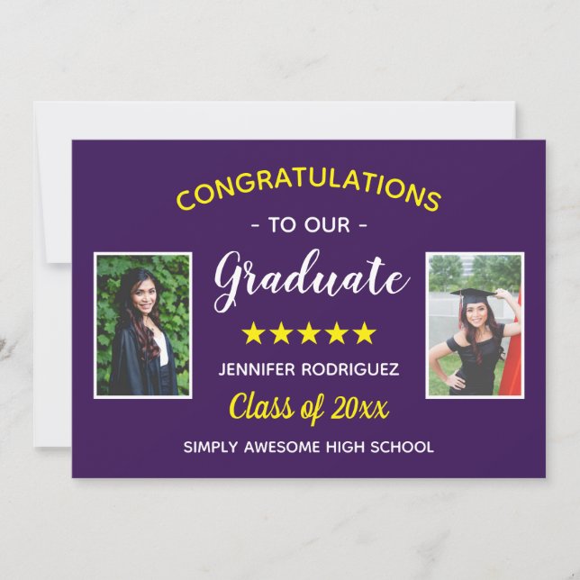 Graduation Custom 2 Photo Congratulations Graduate Announcement (Front)