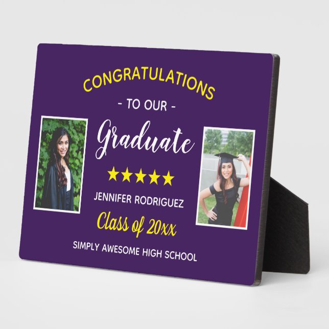 Graduation Custom 2 Photo Congratulations Graduate Plaque (Side)