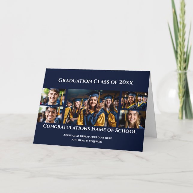 Graduation custom 5 photo collage with text grads card (Front)