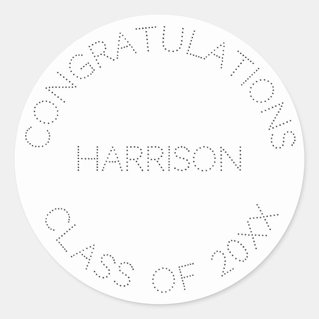 Graduation custom name class year minimalist classic round sticker (Front)