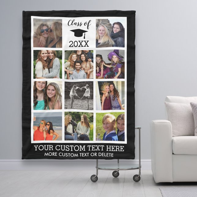 Graduation Custom Photo Collage Class of Memory Fleece Blanket (Creator Uploaded)