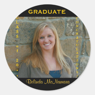 Graduation Custom Photo Gold Round 20▪▪ Classic Round Sticker