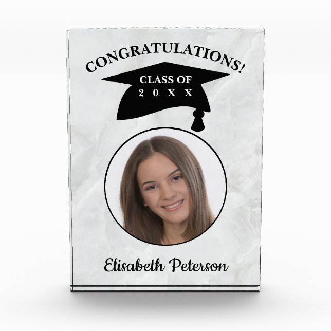 Graduation Custom Photo on Marble Block (Front)