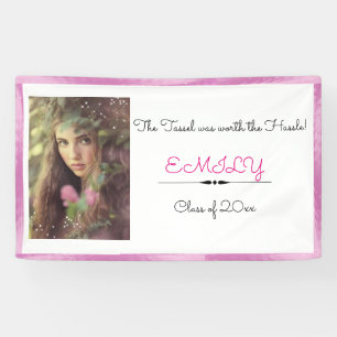 Graduation, Custom Photo, Pink and White Banner
