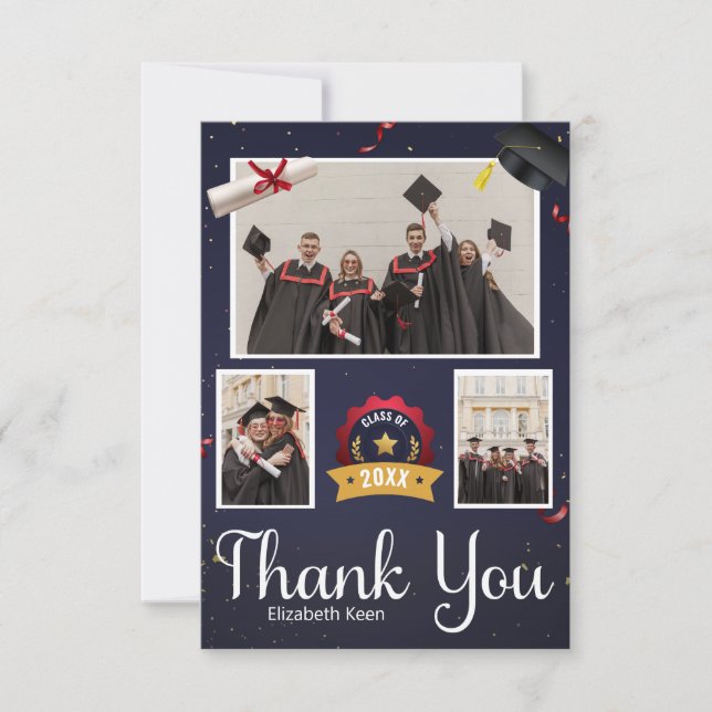 Graduation Custom Photo Thank You Card (Front)
