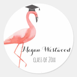 Graduation custom sticker funny flamingo tropical