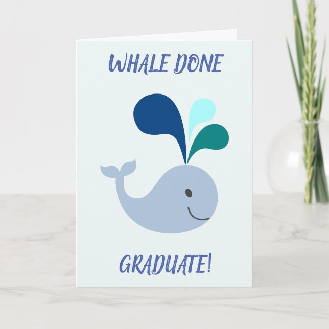 Graduation Cute Funny Whale Done Add Graduate Name Card (Front)