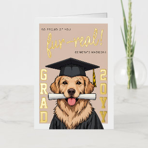 Graduation Cute Golden Retriever Custom Photo Foil Greeting Card