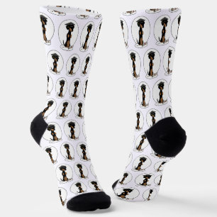 Graduation Dachshund (black & tan) - Cute dog Socks