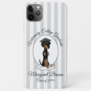 Graduation Dachshund Dog (black & tan) Cute Case-Mate iPhone Case
