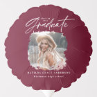 Graduation decor script modern burgundy elegant