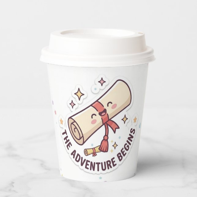 Graduation Design - "The Adventure Begins"  Paper Cups (Front)