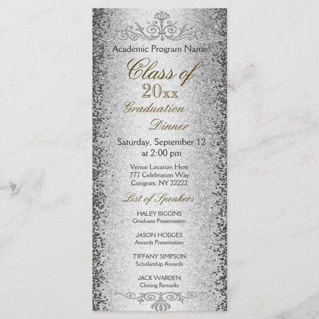 Graduation Dinner Invitation Silver (Front)