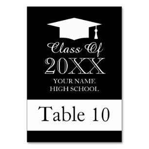 Graduation dinner party custom table number cards