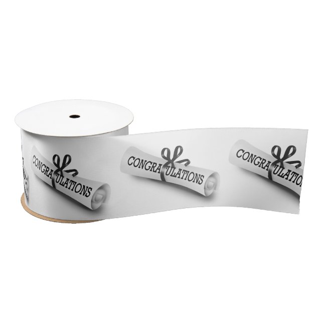 Graduation Diploma On White Satin Ribbon (Spool)