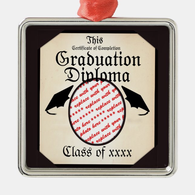 Graduation Diploma Photo Frame Metal Tree Decoration (Front)