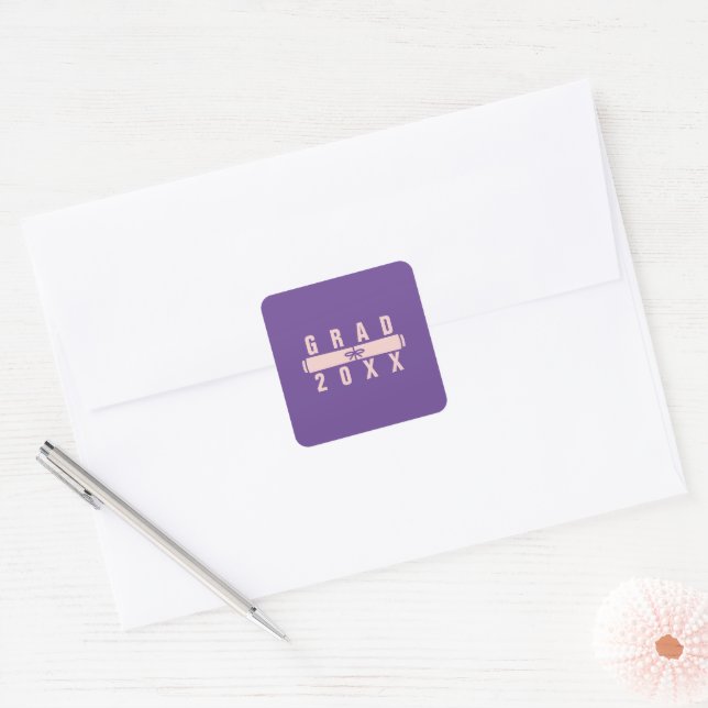 Graduation Diploma Pink & Purple Envelope Seal (Envelope)
