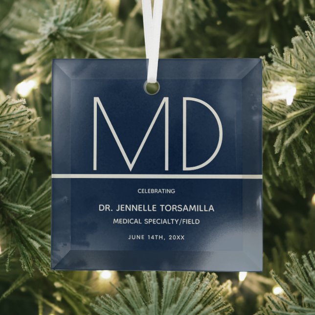 Graduation Doctor MD Keepsake  Glass Tree Decoration (Insitu)