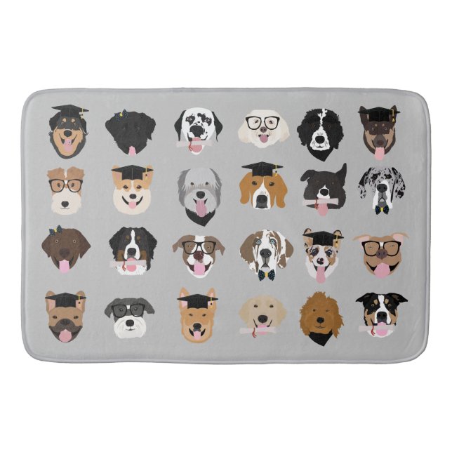 Graduation Dog Face Bath Mat (Front)