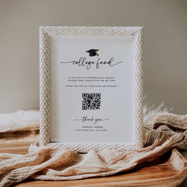Graduation Donation Qr Code College Fund Sign (Creator Uploaded)