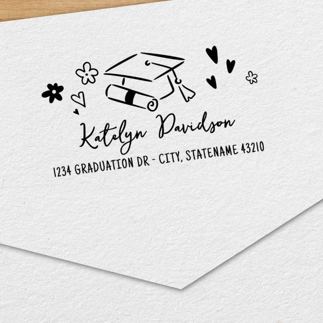 Graduation Doodle Return Address Self-inking Stamp (Creator Uploaded)