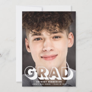 Graduation Drive By Party Photo Cool White Script Invitation