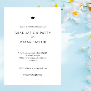 Graduation Elegance: Clean & Classic White  Invitation