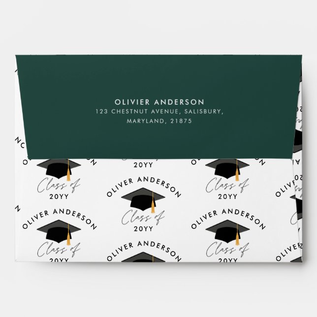 Graduation elegant modern green class of envelope (Back (Top Flap))