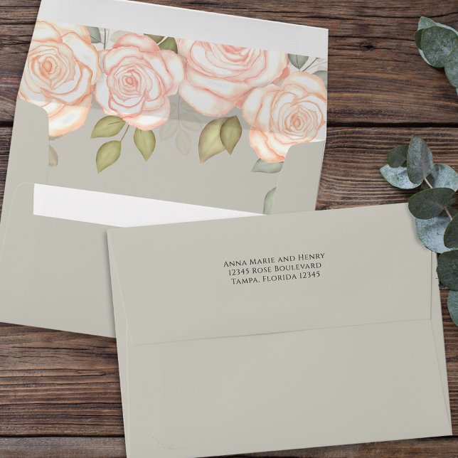 Graduation Elegant Modern Minimalist Floral Sage E Envelope (Creator Uploaded)
