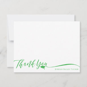 Graduation Elegant Script Bright Green Stationery Thank You Card