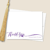 Graduation Elegant Script Purple Stationery