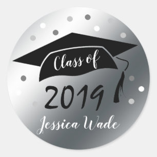 Graduation Envelope Sticker Seals Fun Faux Silver