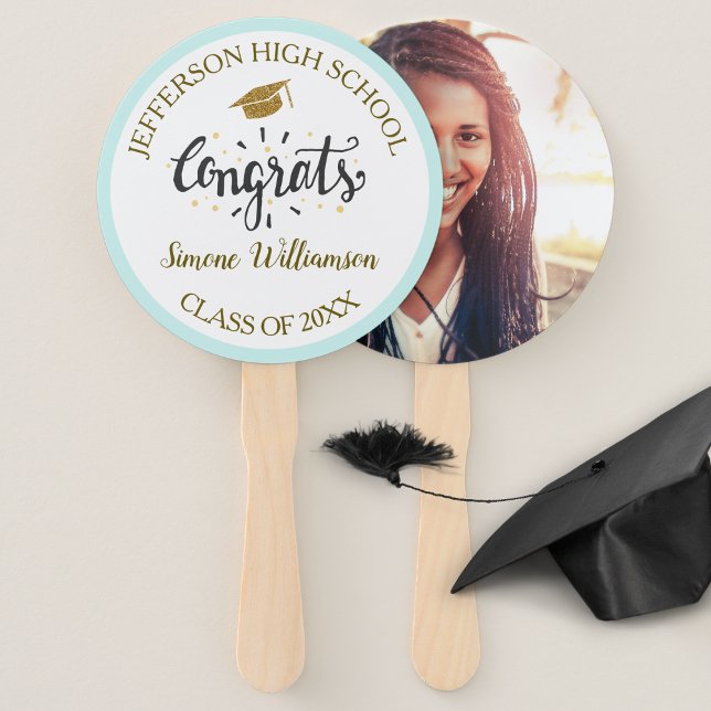Graduation Fan Chic Gold Custom Graduate Photo (Creator Uploaded)