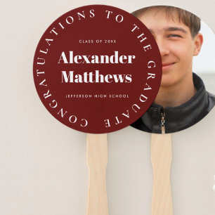 Graduation Fan School Class Male Photo Burgundy