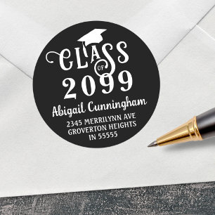 Graduation Fancy Class Year Return Address Classic Round Sticker
