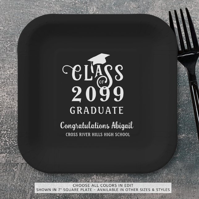 Graduation Fancy Class Year Script Name Paper Plate (Creator Uploaded)