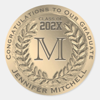 Graduation Faux Gold Foil Classic Round Sticker