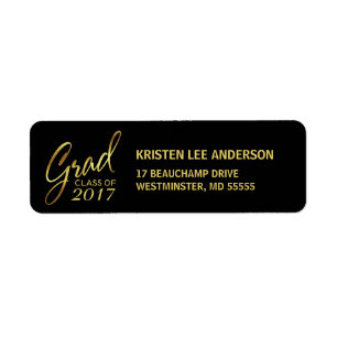 Graduation Faux Gold Foil Elegant Handwriting