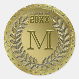 Graduation Faux Gold Foil Look Classic Round Sticker